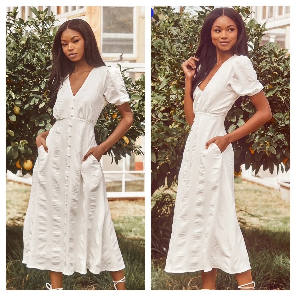 Lulu's White Midi Dress